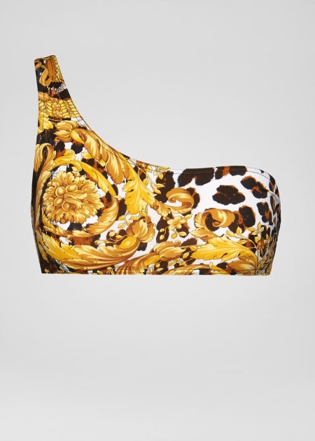 Versace One-shoulder Barocco Animalier Bikinitopp Dam - 185064DQI